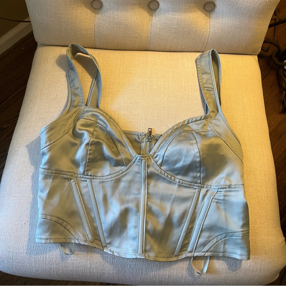 MISSGUIDED GREEN SILK CORSET GOING OUT TOP SIZE 12